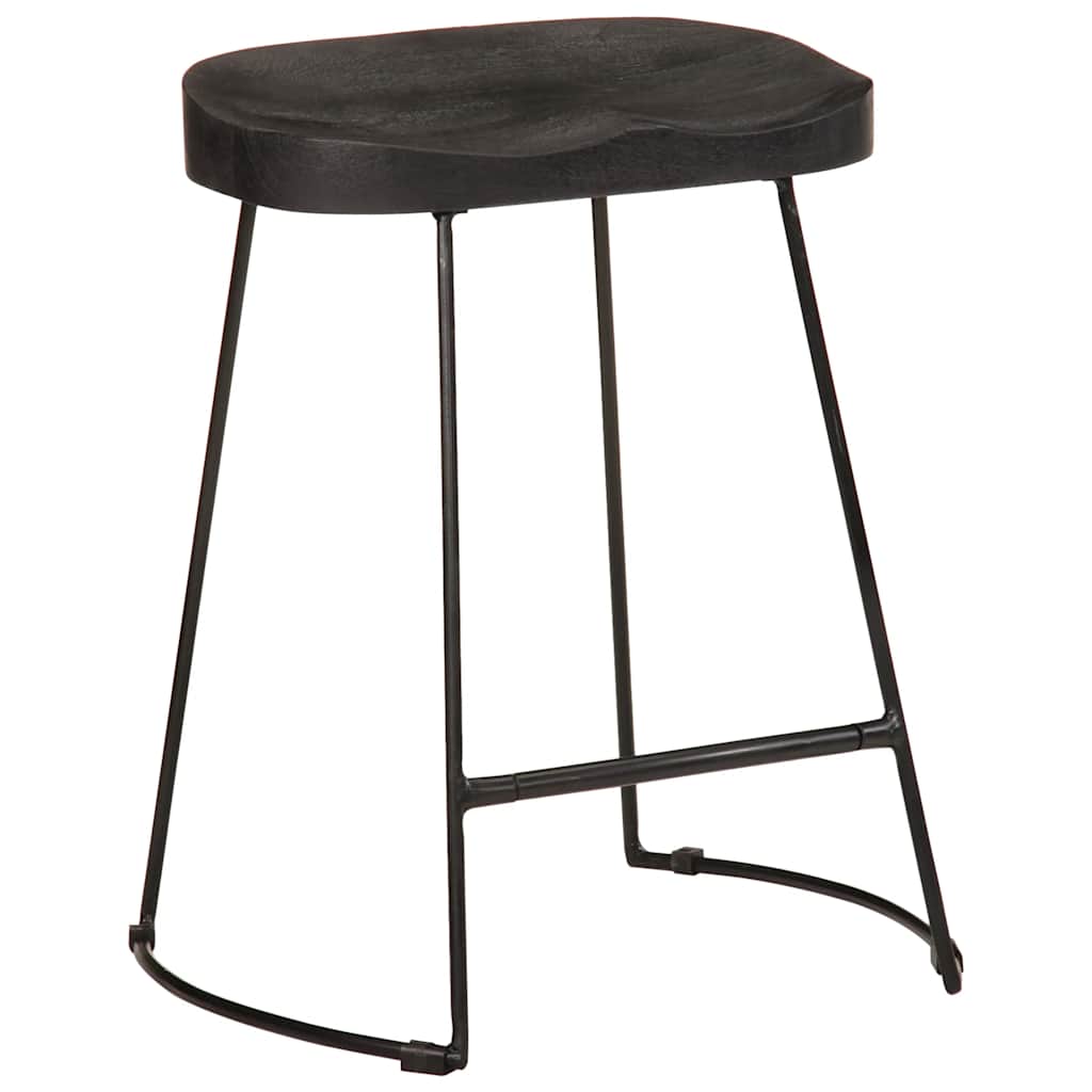 Barski stolci 2 kom crni 46x38x52 cm masivnog drva manga