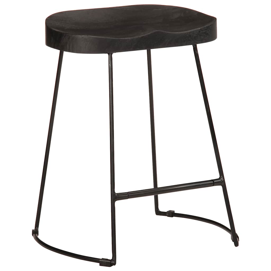 Barski stolci 2 kom crni 46x38x52 cm masivnog drva manga