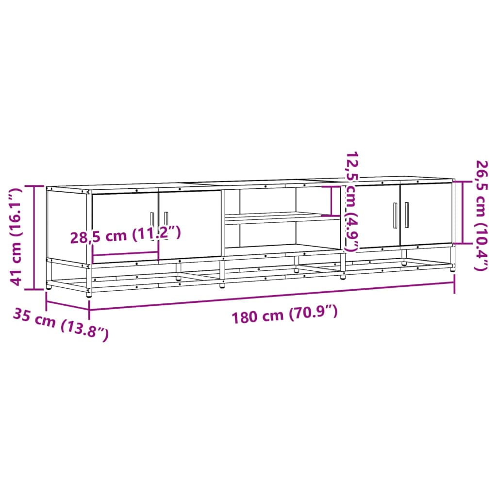 TV ormarić boja hrasta 180x35x41 cm od konstruiranog drva