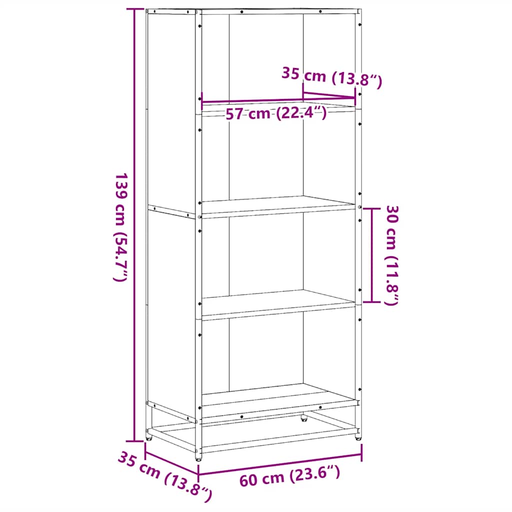 Polica za knjige crna 60x35x139 cm izrađeno drvo