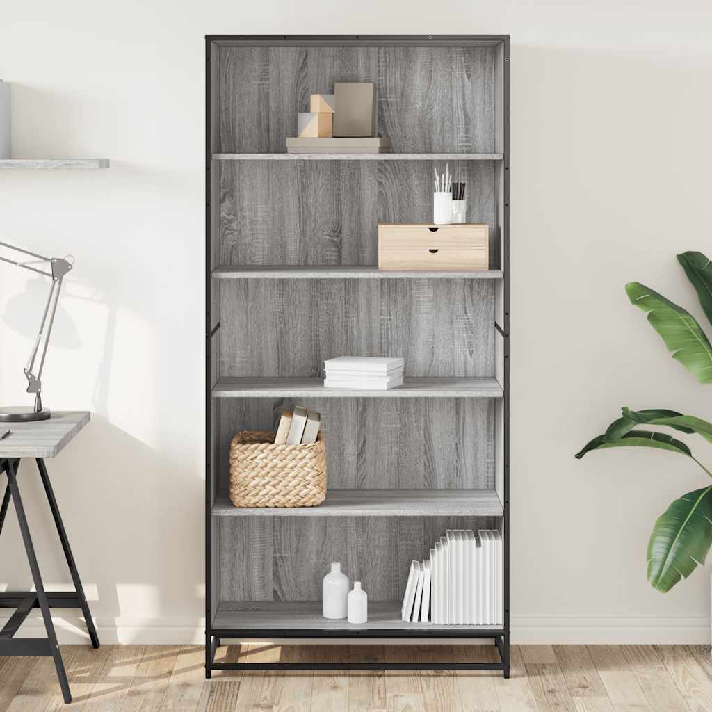 Polica za knjige Siva Sonoma 80,5x35x170,5 cm Konstruirano drvo