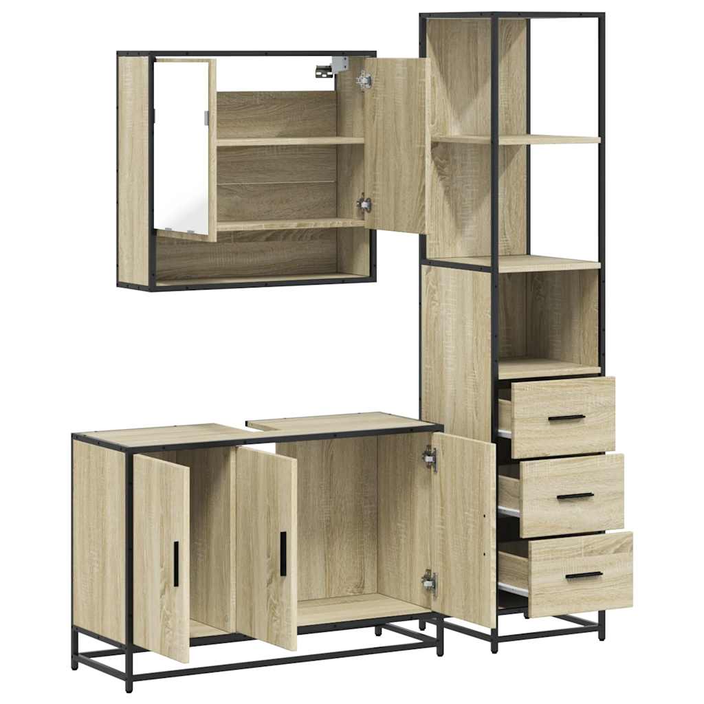 3-dijelni set kupaonskog namještaja boja hrasta sonome drveni