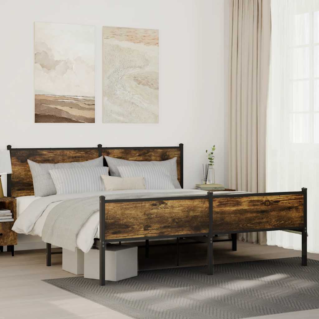 Metalni okvir kreveta bez madraca boja hrasta 183x213 cm