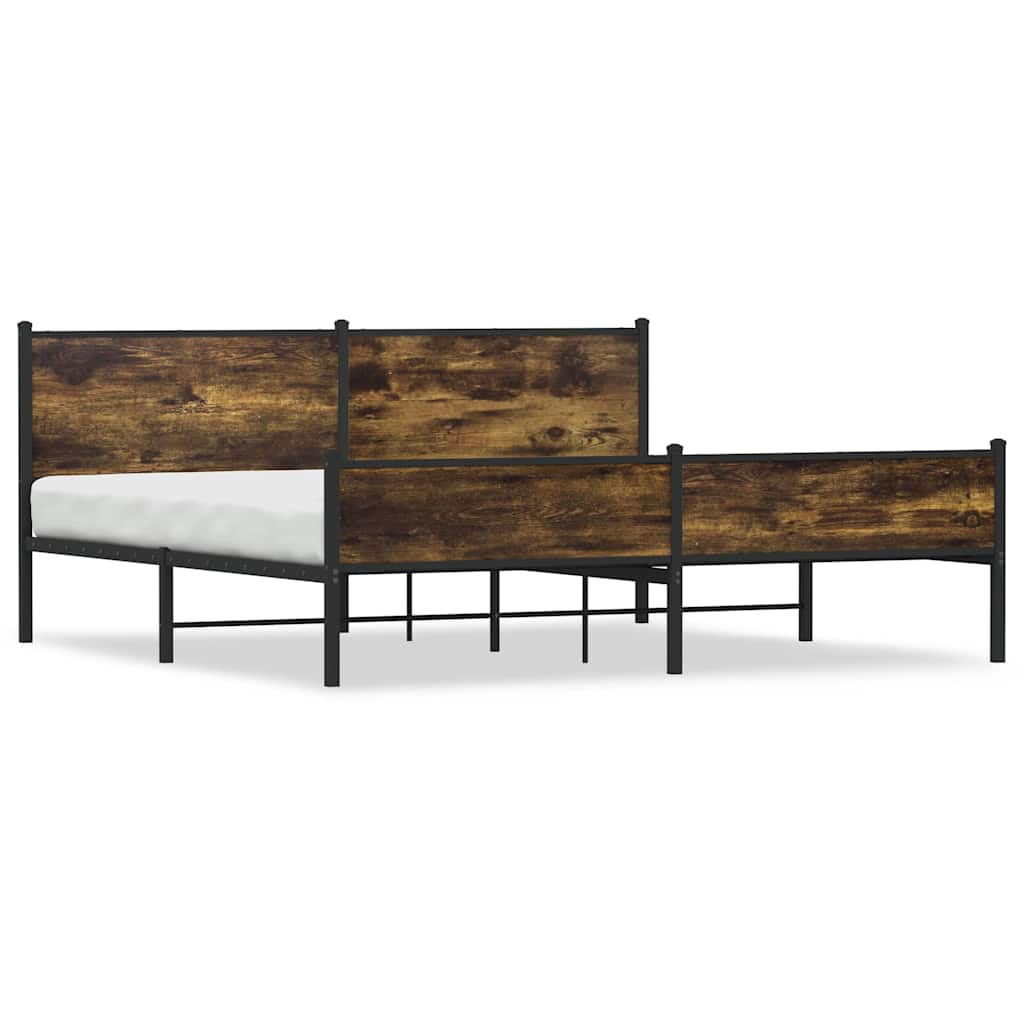 Metalni okvir kreveta bez madraca boja hrasta 193x203 cm