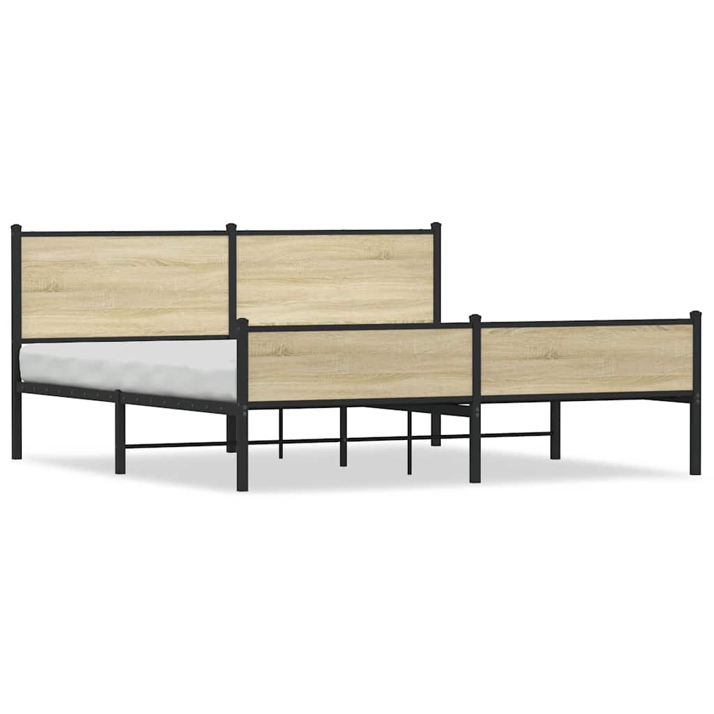 Metalni okvir kreveta bez madraca boja hrasta sonome 180x200 cm