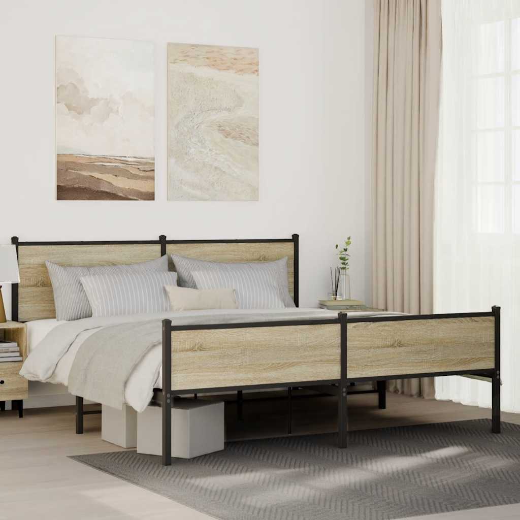 Metalni okvir kreveta bez madraca boja hrasta sonome 180x200 cm