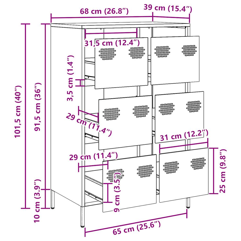 Visoka komoda antracit 68x39x101,5 cm od čelika