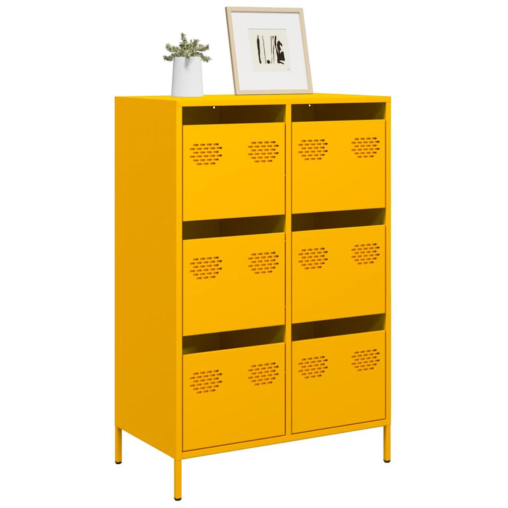 Visoka komoda boja senfa 68x39x101,5 cm od čelika