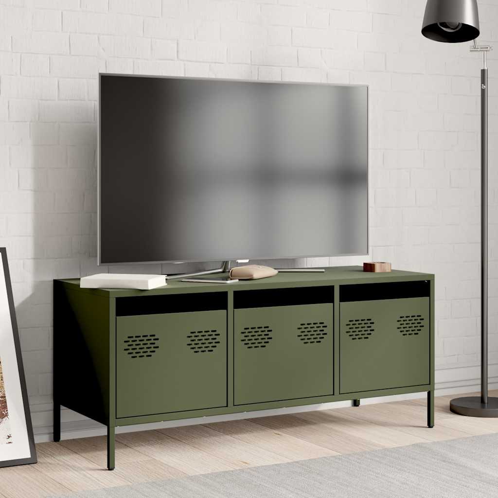 TV ormarić maslinastozeleni 101,5 x 39 x 43,5 cm čelični Zelena