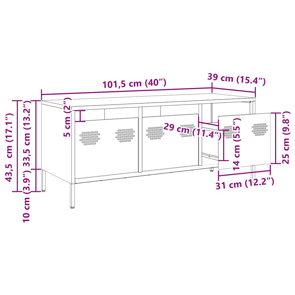 TV ormarić bijeli 101,5x39x43,5 cm hladno valjani čelik