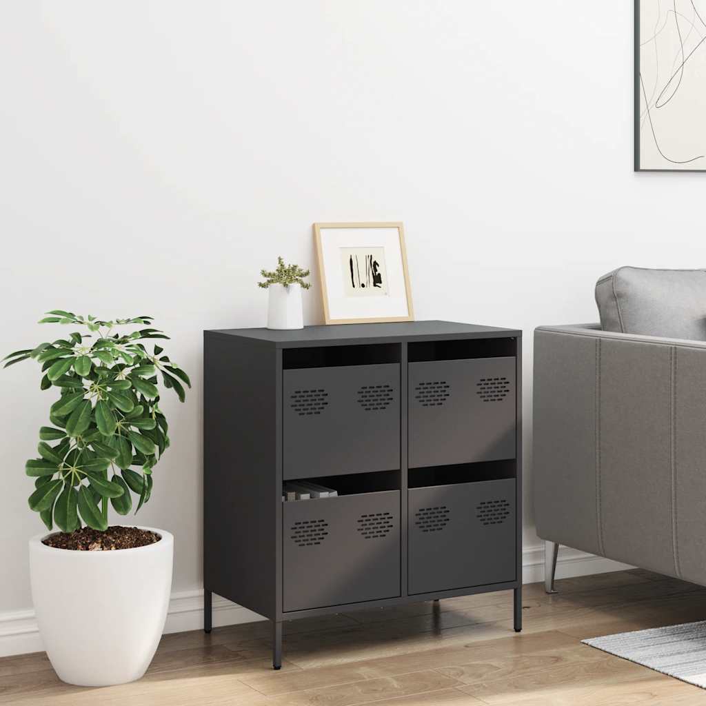Komoda crna 68x39x73,5 cm hladno valjani čelik