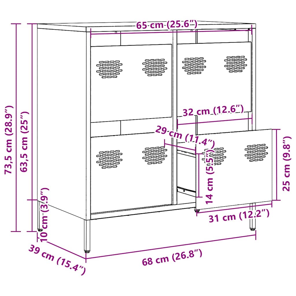Komoda crna 68x39x73,5 cm hladno valjani čelik