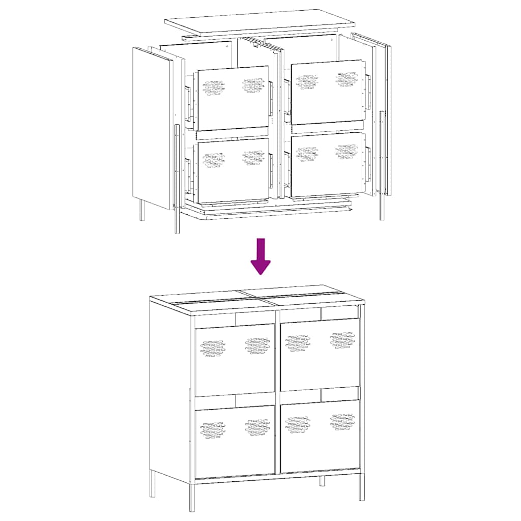 Komoda crna 68x39x73,5 cm hladno valjani čelik