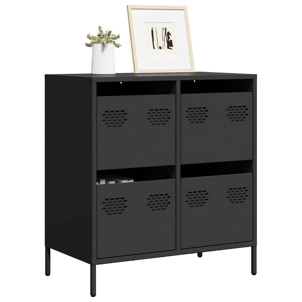 Komoda crna 68x39x73,5 cm hladno valjani čelik