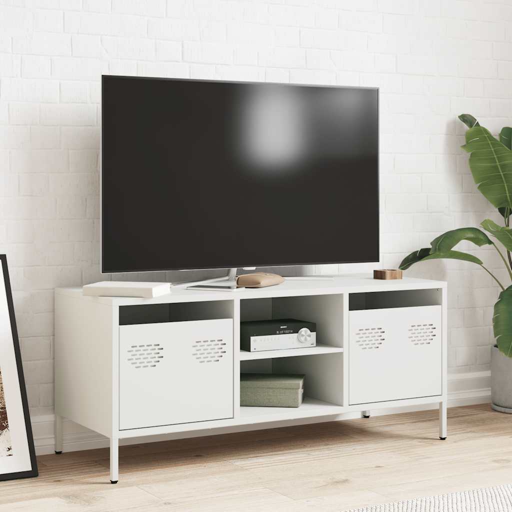TV ormarić bijeli 101,5x39x43,5 cm hladno valjani čelik