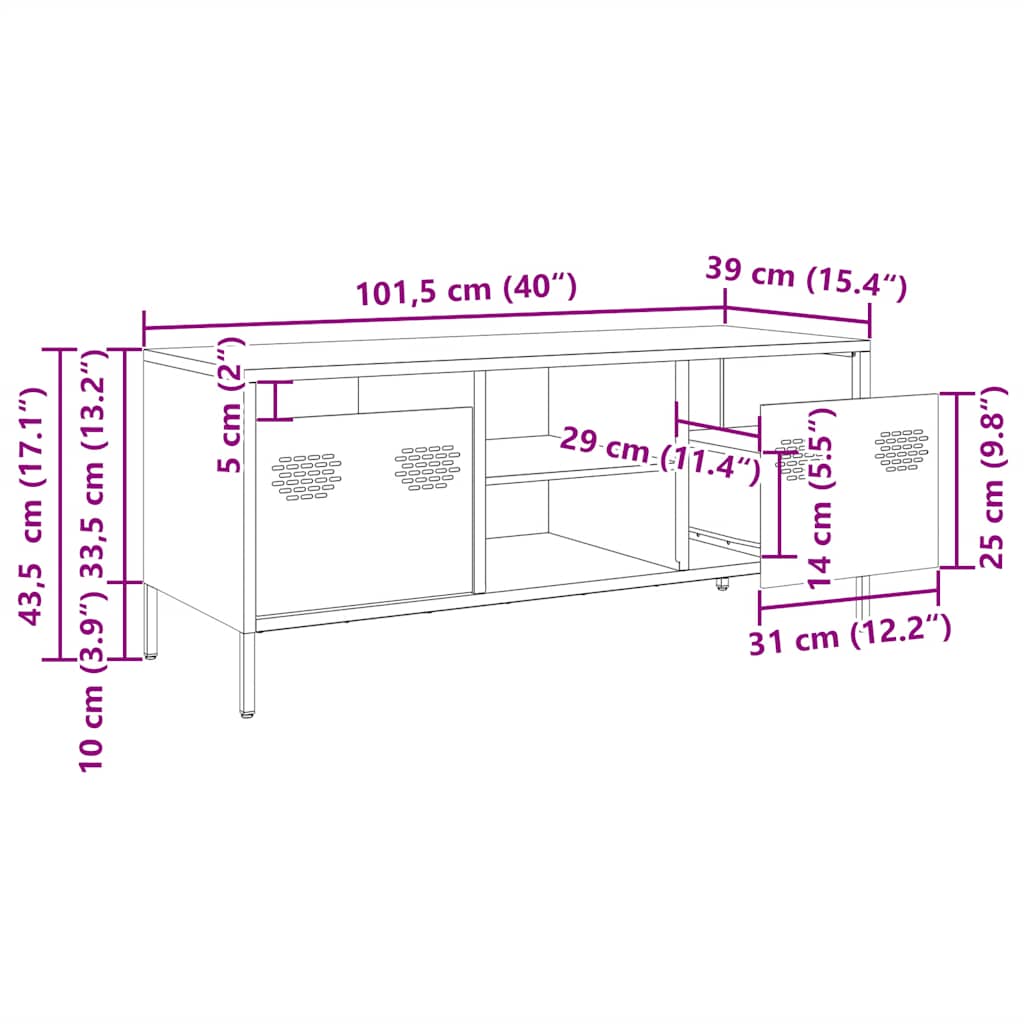 TV ormarić bijeli 101,5x39x43,5 cm hladno valjani čelik