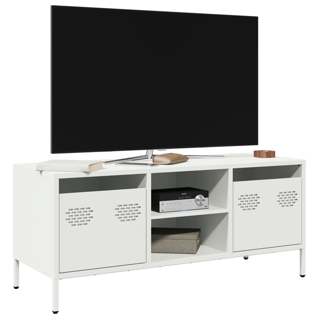 TV ormarić bijeli 101,5x39x43,5 cm hladno valjani čelik
