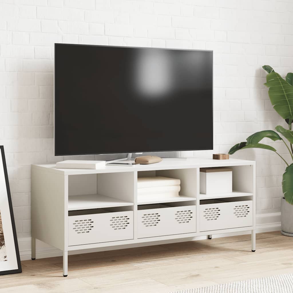 TV ormarić bijeli 101,5x39x43,5 cm hladno valjani čelik