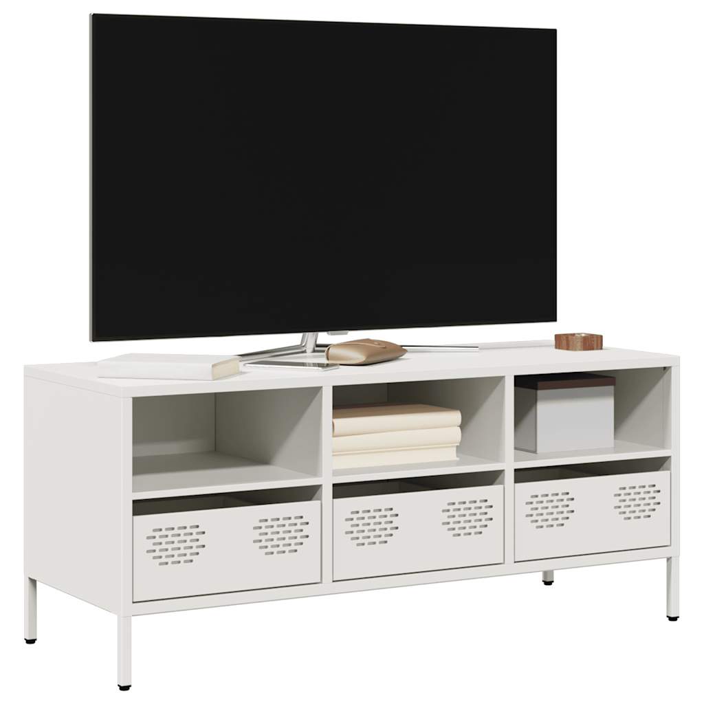 TV ormarić bijeli 101,5x39x43,5 cm hladno valjani čelik