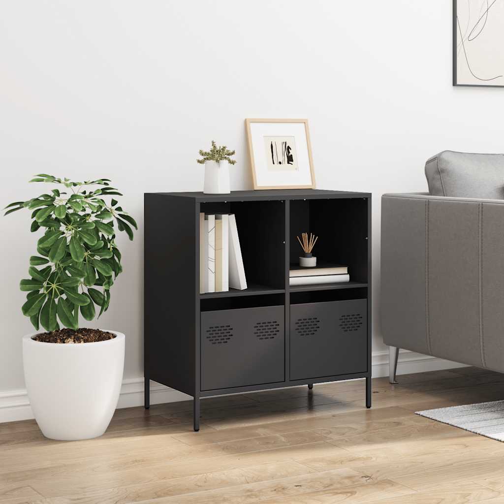 Komoda crna 68x39x73,5 cm hladno valjani čelik