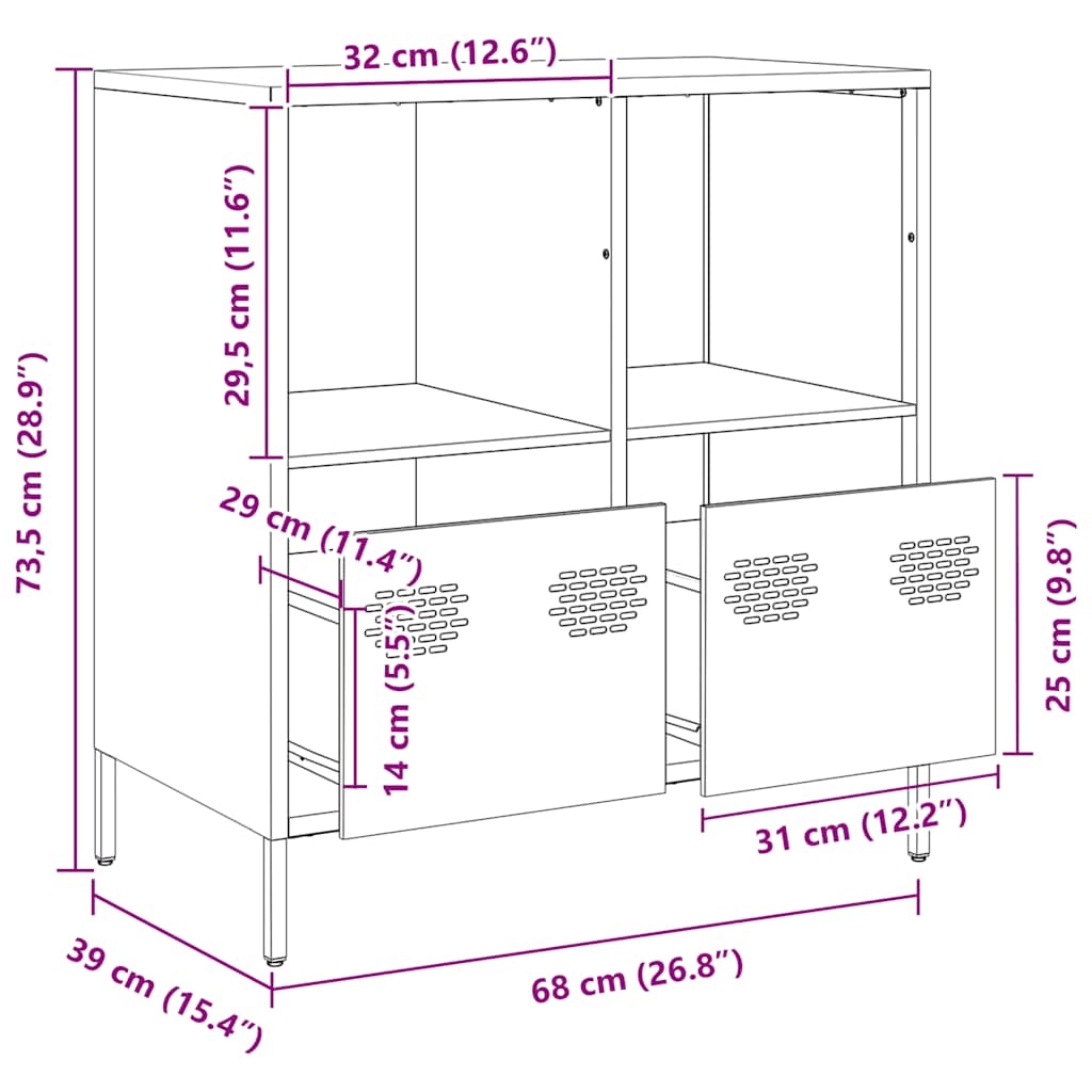 Komoda antracit 68x39x73,5 cm od hladno valjanog čelika