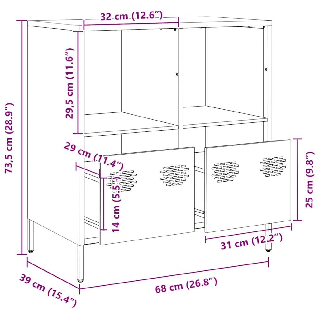 Komoda boja senfa 68x39x73,5 cm hladno valjanog čelika