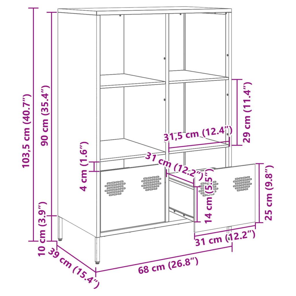 Visoka komoda antracit 68x39x103,5 cm od čelika