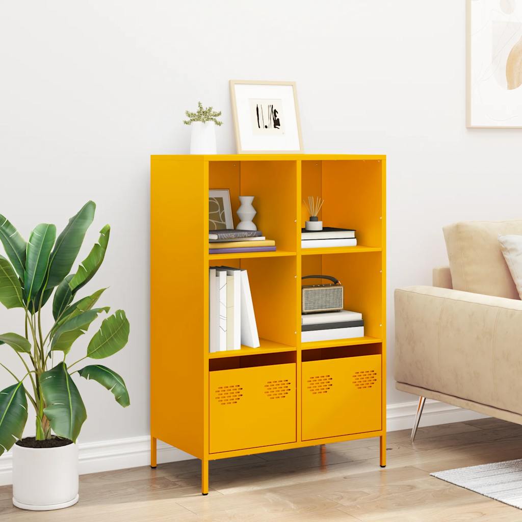 Visoka komoda boja senfa 68x39x103,5 cm od čelika