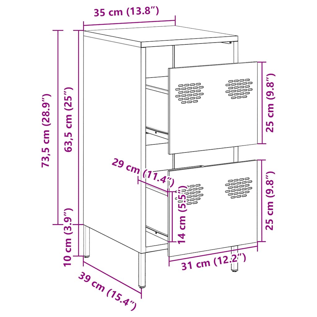 Komoda crna 35x39x73,5 cm hladno valjani čelik