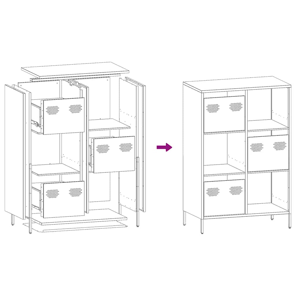 Visoka komoda crna 68x39x103,5 cm od čelika