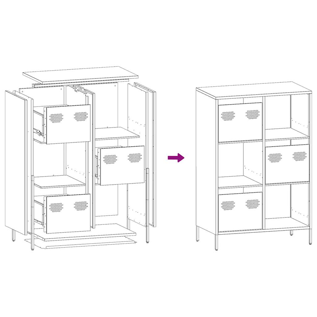 Visoka komoda boja senfa 68x39x103,5 cm od čelika