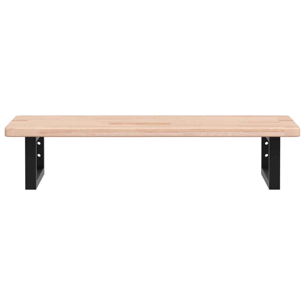 Zidna polica za umivaonik od čelika i masivne hrastovine Smeđa 80 x 40 x 2.5 cm