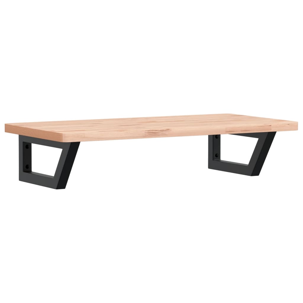 Zidna polica za umivaonik od čelika i masivne bukovine Smeđa 80 x 40 x 2.5 cm
