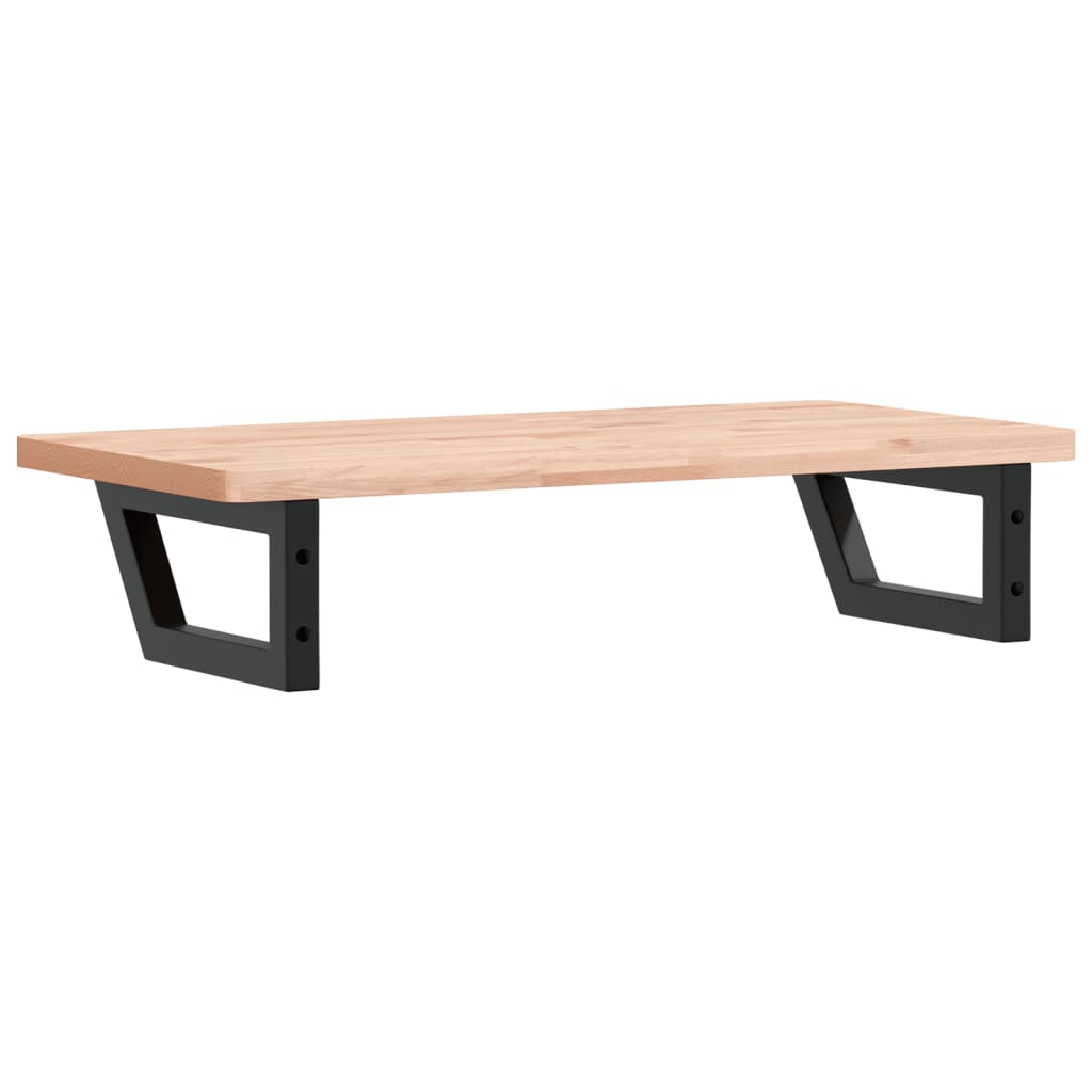 Zidna polica za umivaonik od čelika i masivne bukovine Smeđa 80 x 40 x 2.5 cm