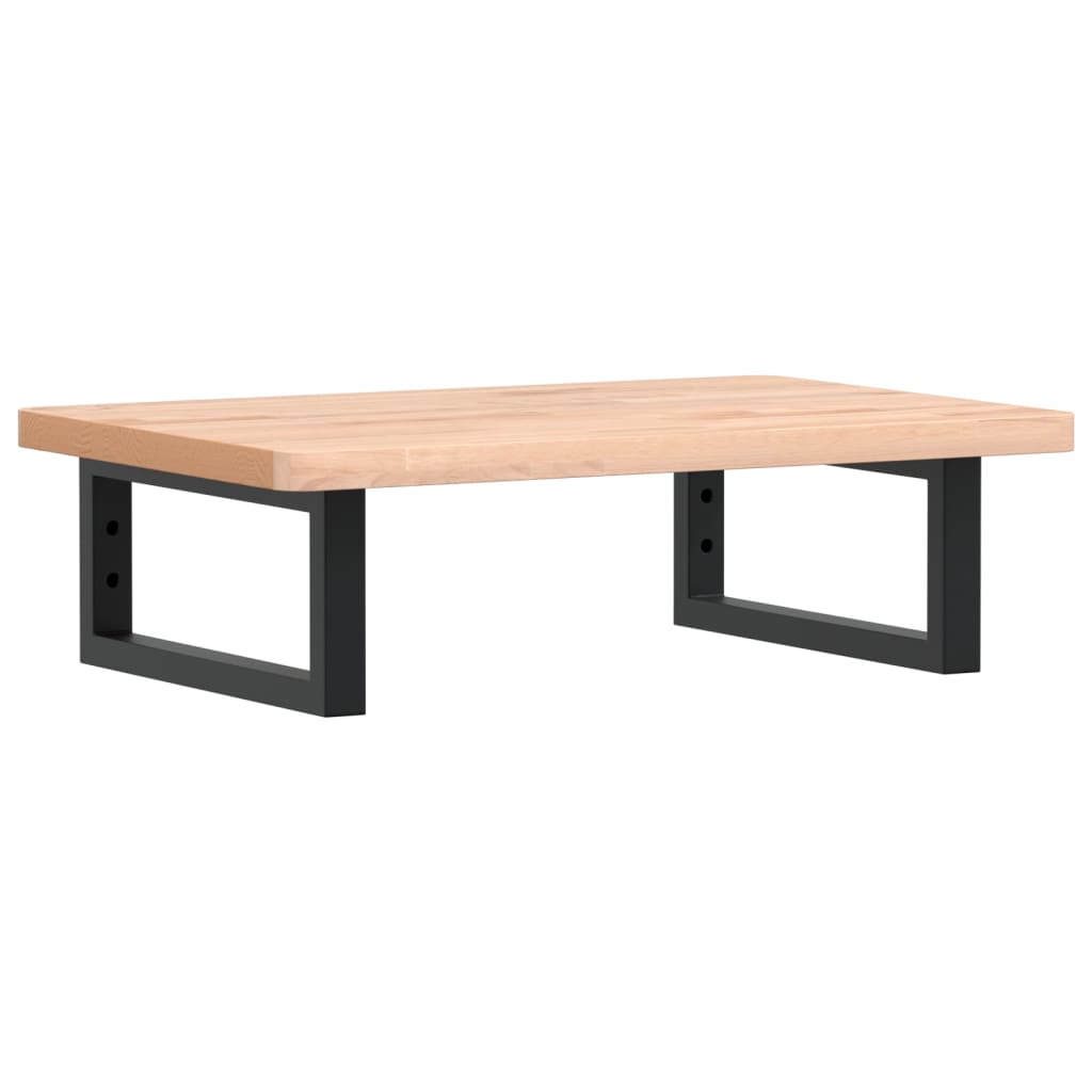 Zidna polica za umivaonik od čelika i masivne bukovine Smeđa 60 x 40 x 2.5 cm