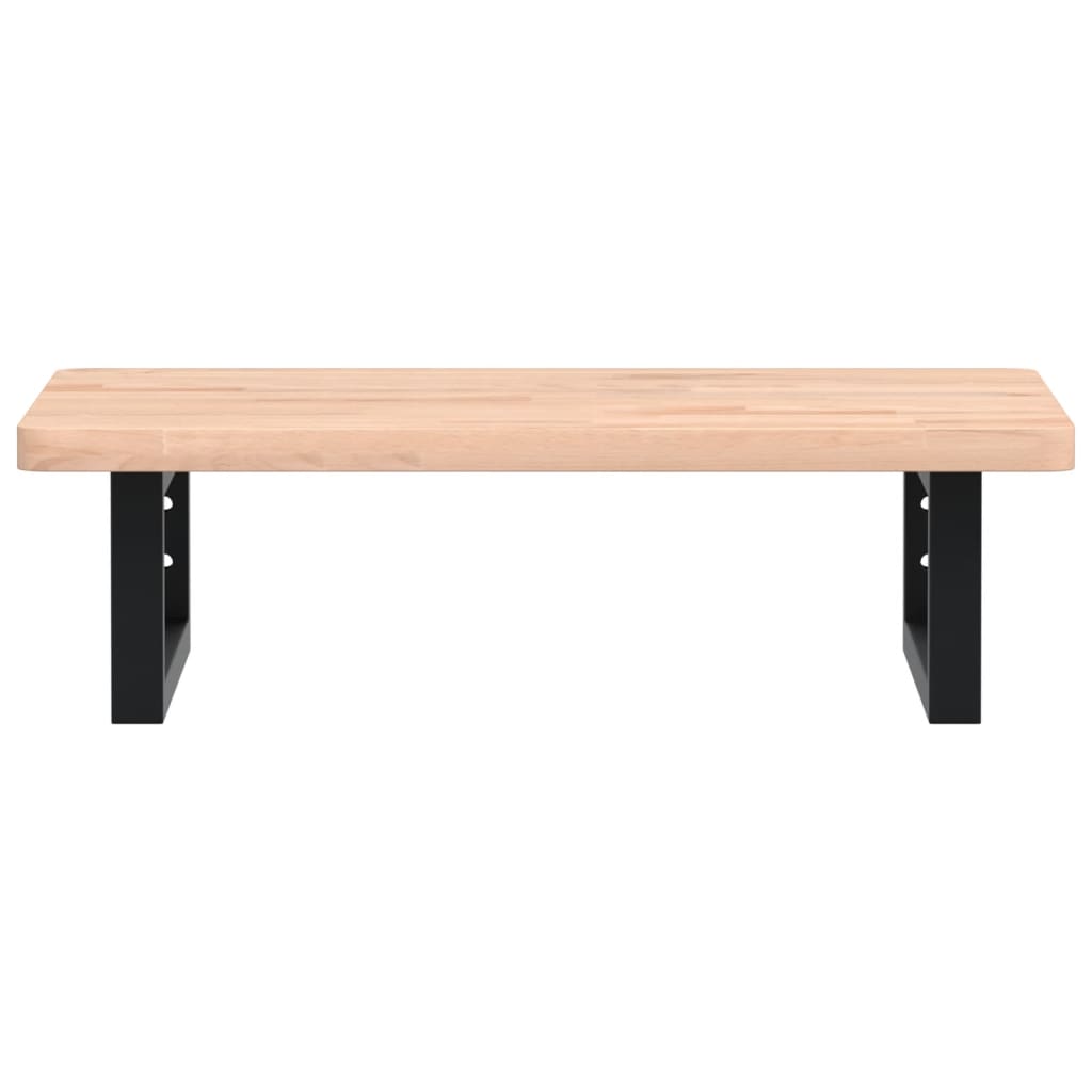 Zidna polica za umivaonik od čelika i masivne bukovine Smeđa 60 x 40 x 2.5 cm