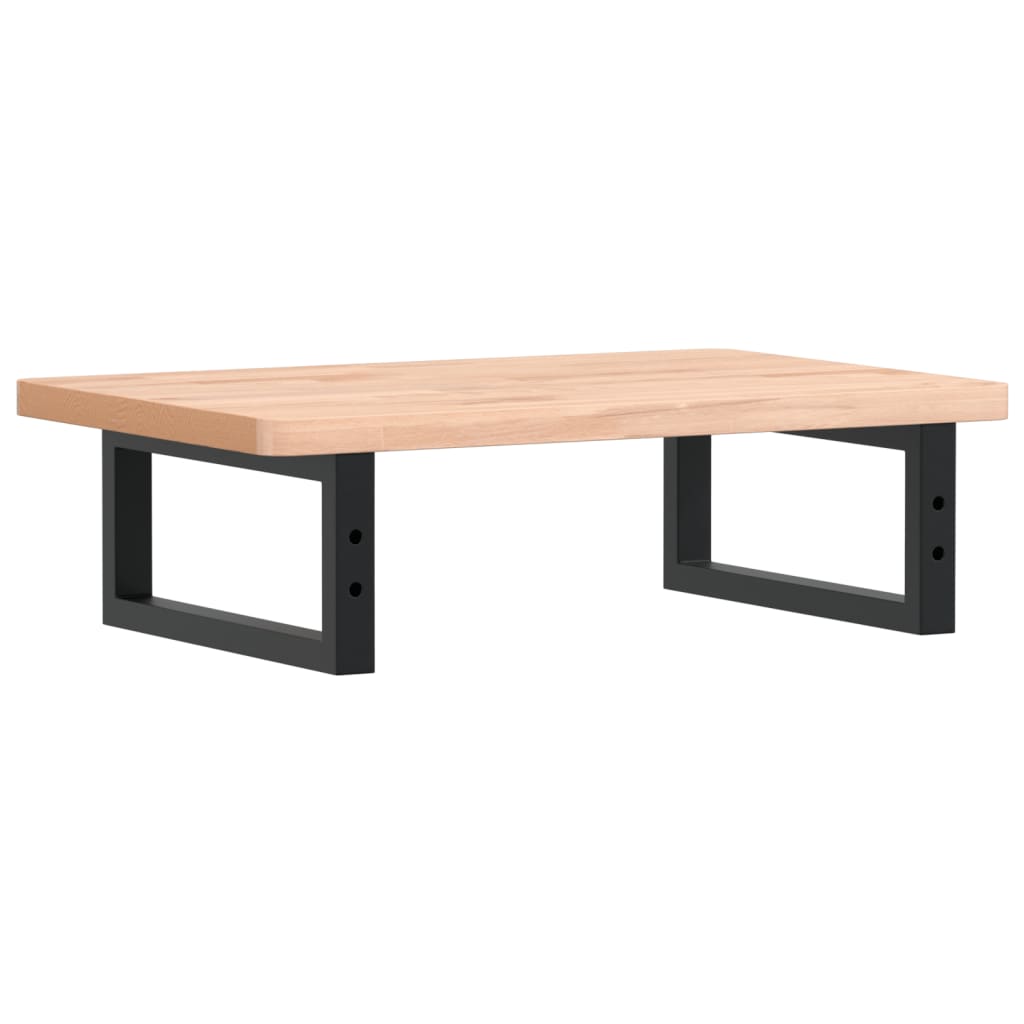 Zidna polica za umivaonik od čelika i masivne bukovine Smeđa 60 x 40 x 2.5 cm