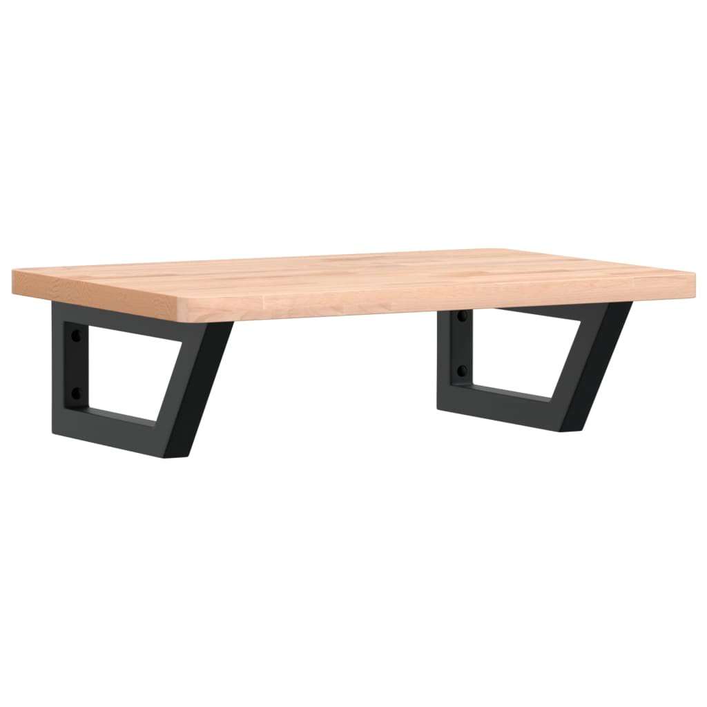 Zidna polica za umivaonik od čelika i masivne bukovine Smeđa 60 x 40 x 2.5 cm