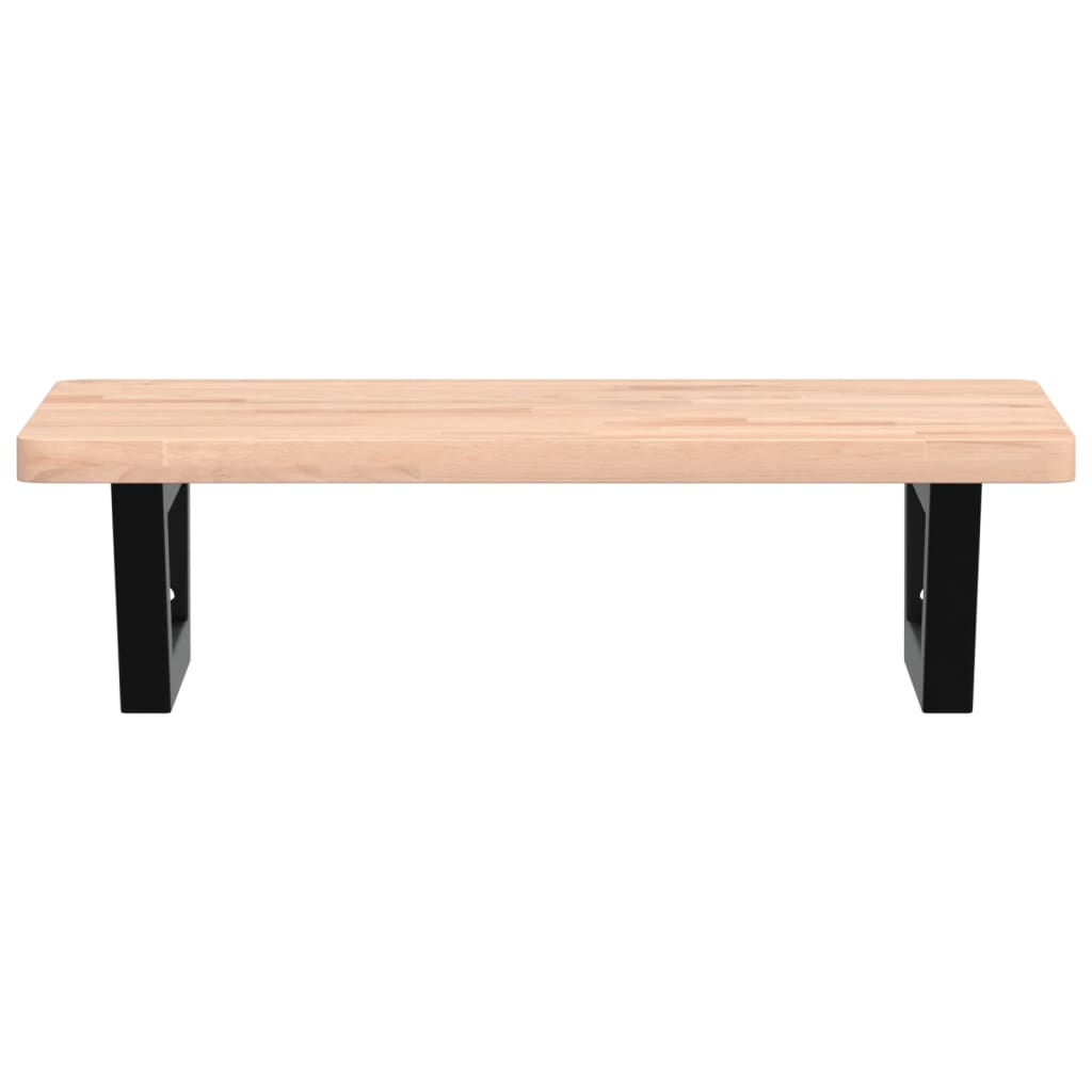 Zidna polica za umivaonik od čelika i masivne bukovine Smeđa 60 x 40 x 2.5 cm
