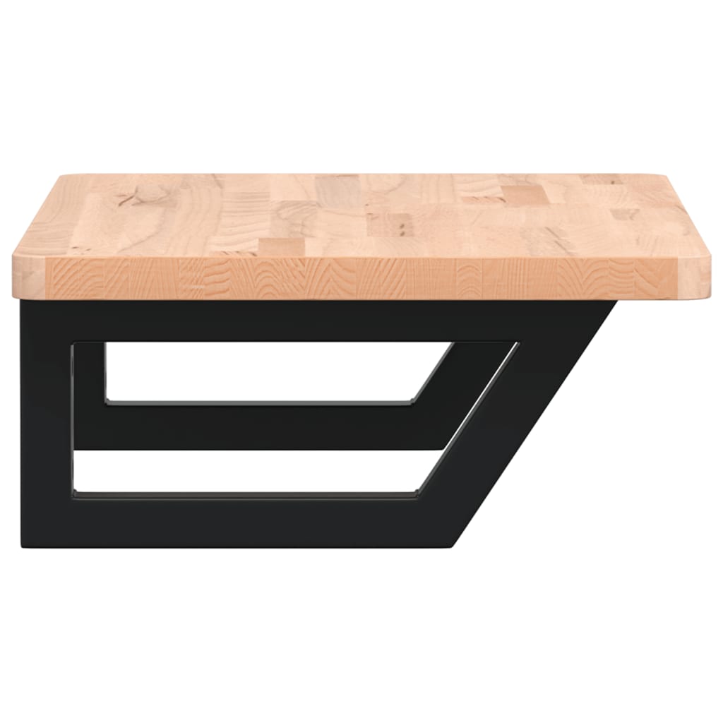 Zidna polica za umivaonik od čelika i masivne bukovine Smeđa 60 x 40 x 2.5 cm
