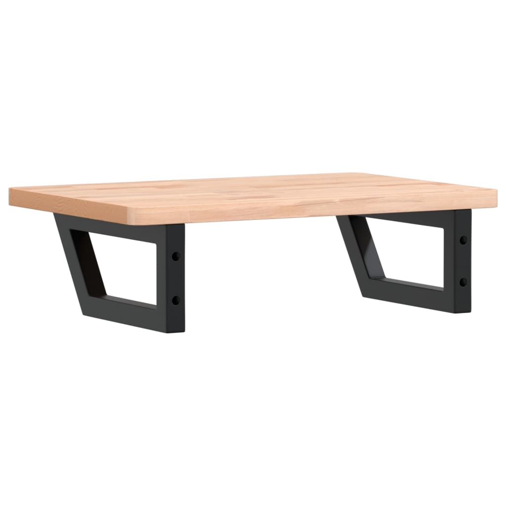 Zidna polica za umivaonik od čelika i masivne bukovine Smeđa 60 x 40 x 2.5 cm