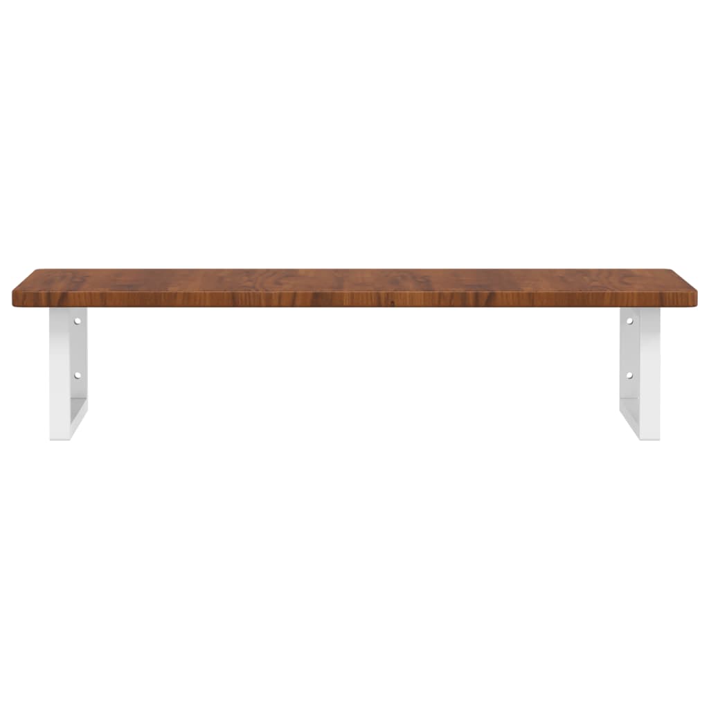 Zidna polica za umivaonik od čelika i masivne hrastovine Smeđa 100 x 50 x 2.5 cm