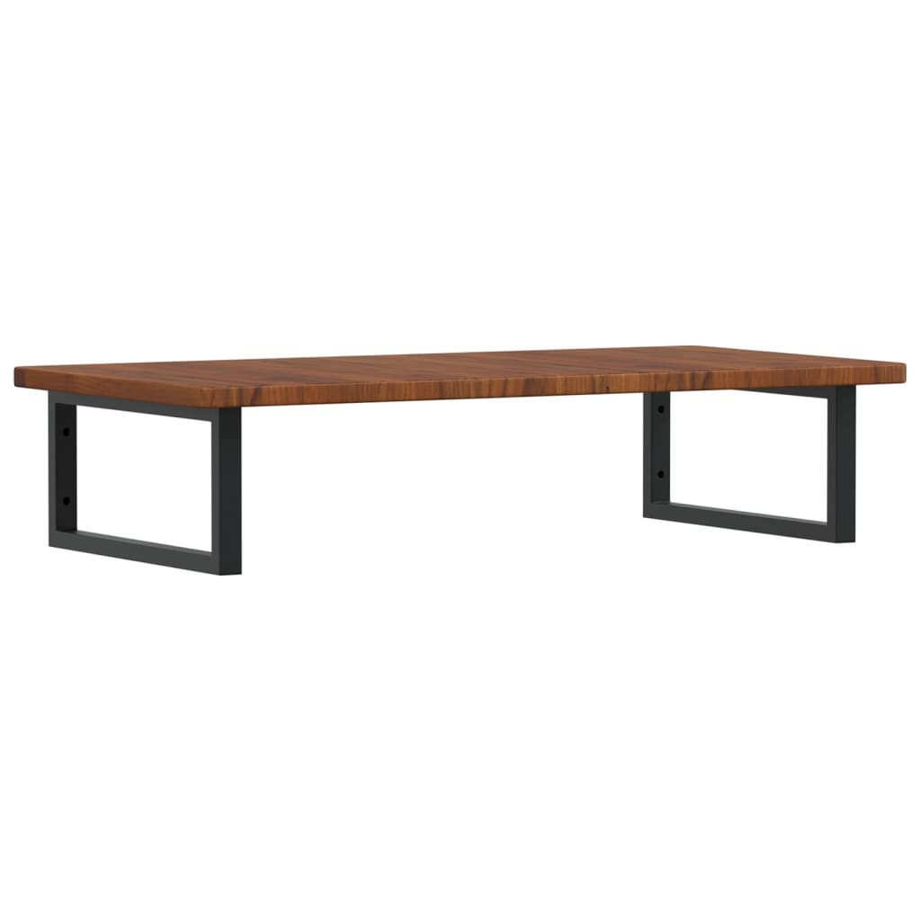 Zidna polica za umivaonik od čelika i masivne hrastovine Smeđa 100 x 50 x 2.5 cm