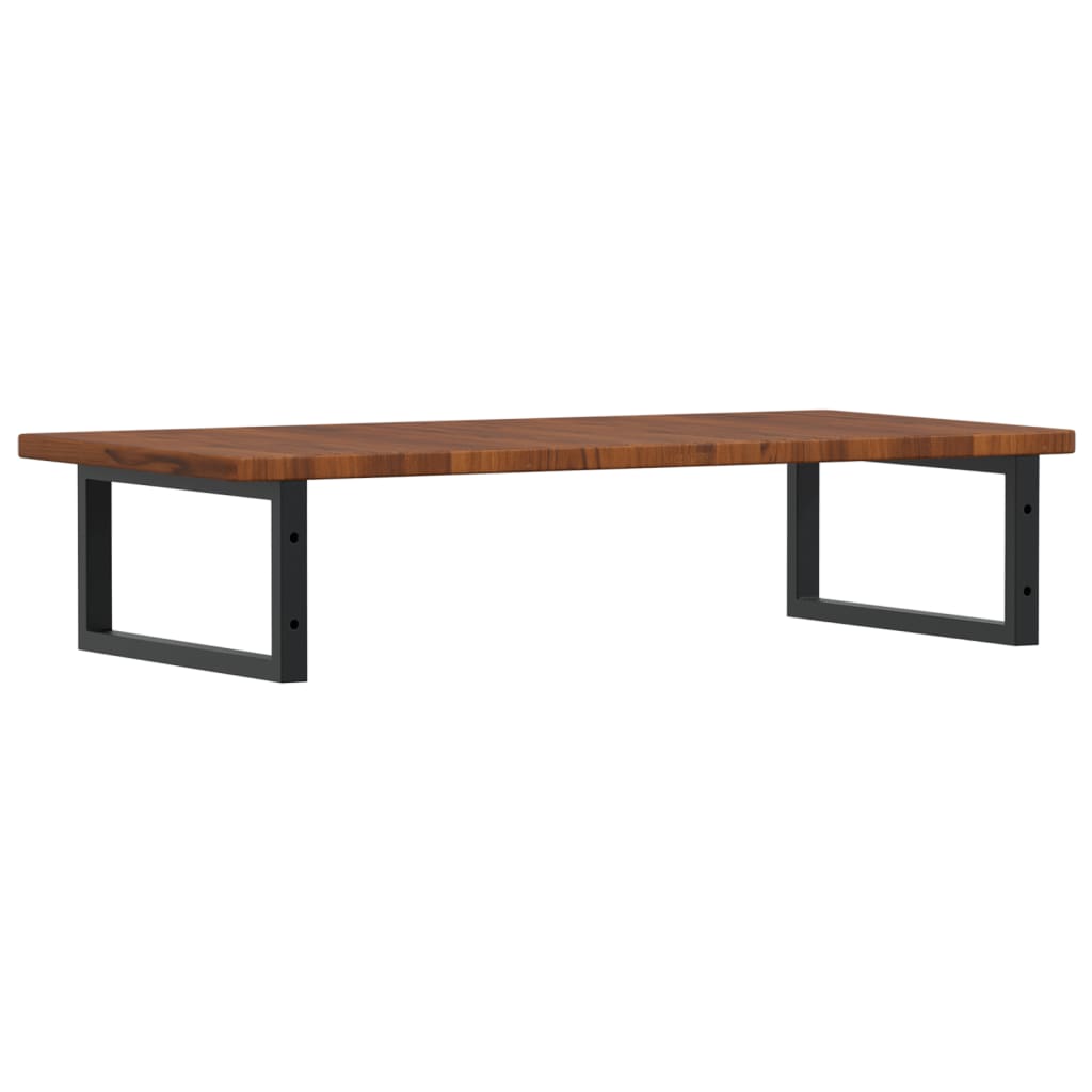 Zidna polica za umivaonik od čelika i masivne hrastovine Smeđa 100 x 50 x 2.5 cm
