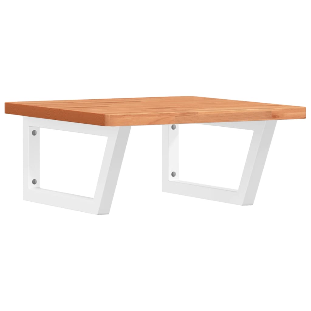 Zidna polica za umivaonik od čelika i masivne bukovine Smeđa 50 x 50 x 2.5 cm
