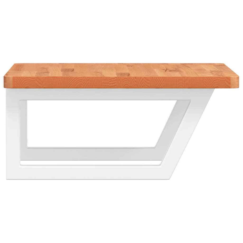 Zidna polica za umivaonik od čelika i masivne bukovine Smeđa 50 x 50 x 2.5 cm