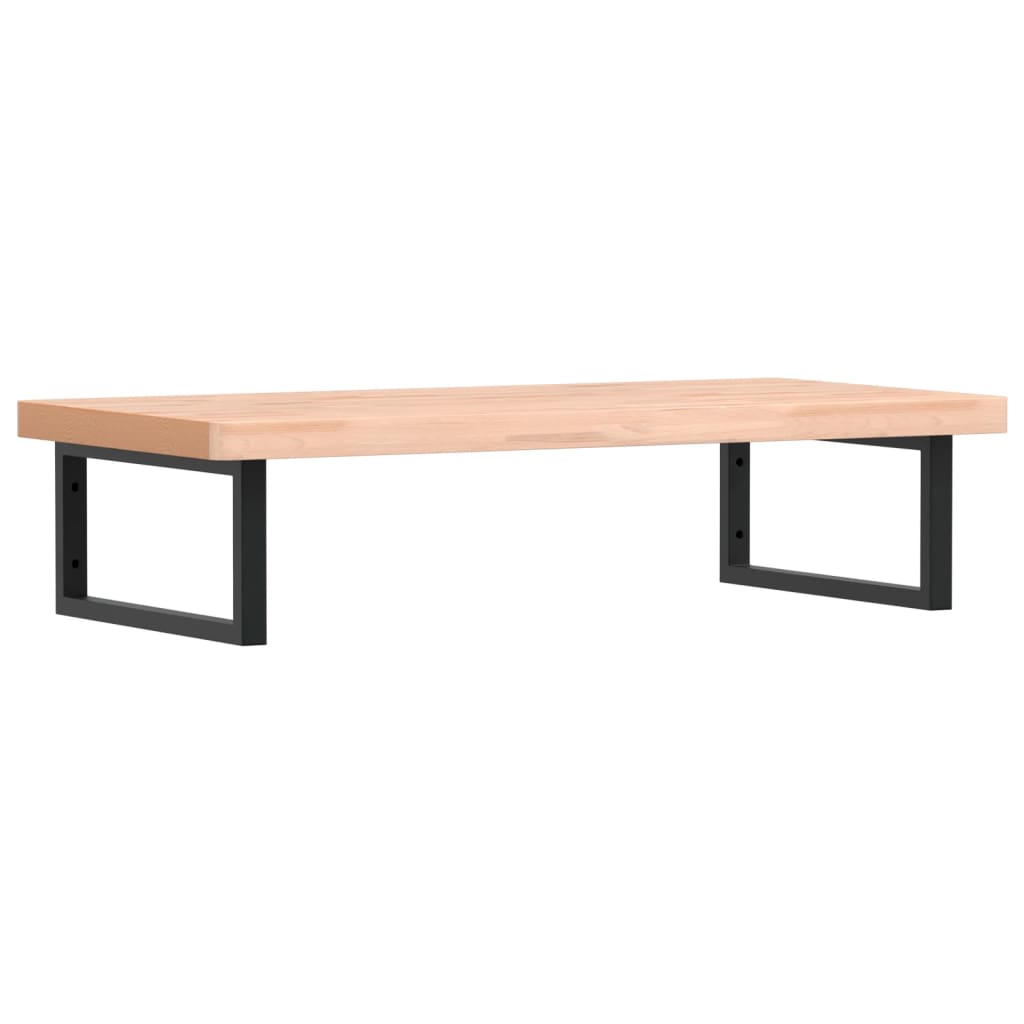 Zidna polica za umivaonik od čelika i masivne bukovine Smeđa 100 x 50 x 4 cm