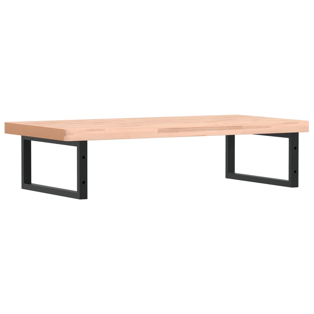Zidna polica za umivaonik od čelika i masivne bukovine Smeđa 100 x 50 x 4 cm