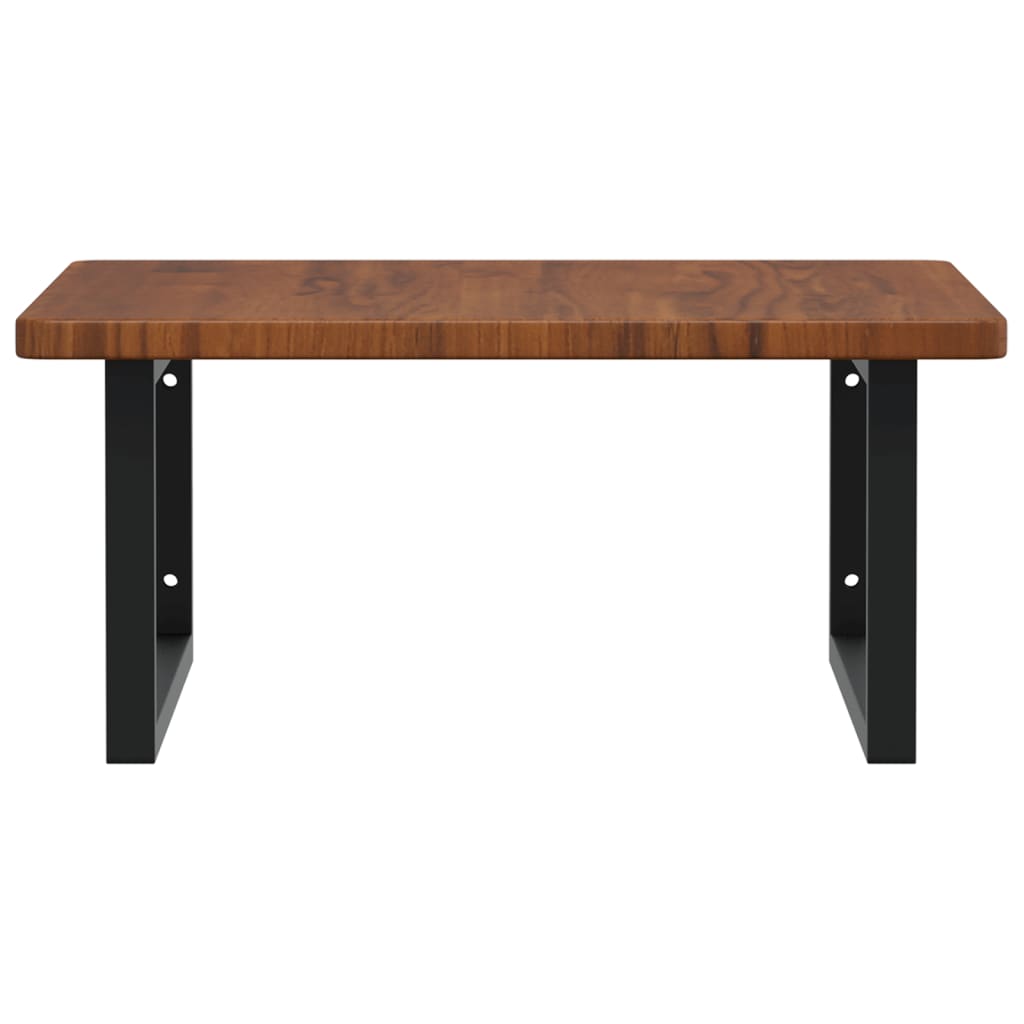 Zidna polica za umivaonik od čelika i masivne hrastovine Smeđa 60 x 60 x 2.5 cm