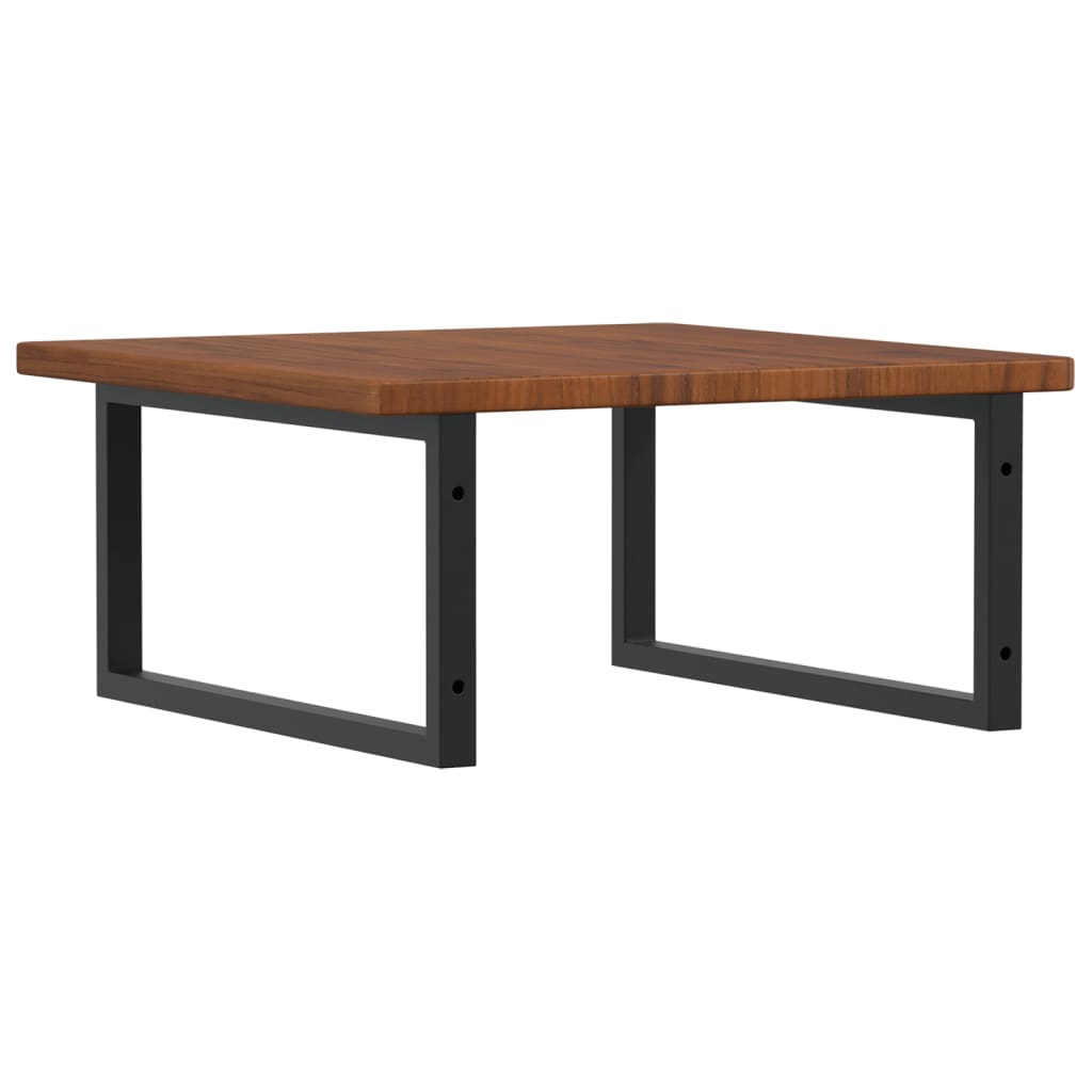 Zidna polica za umivaonik od čelika i masivne hrastovine Smeđa 60 x 60 x 2.5 cm